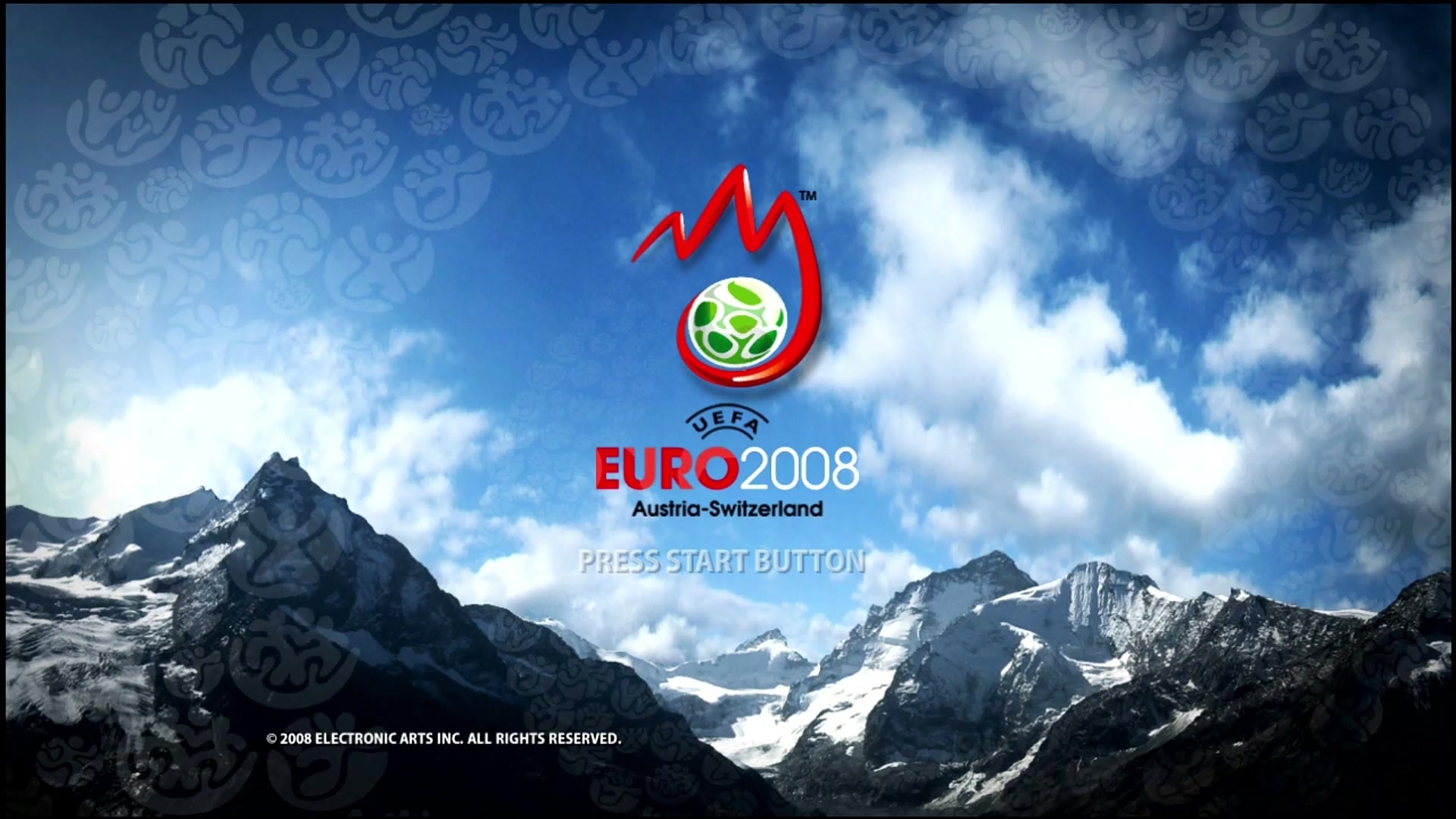 UEFA Euro 2008 title screen for Xbox 360
